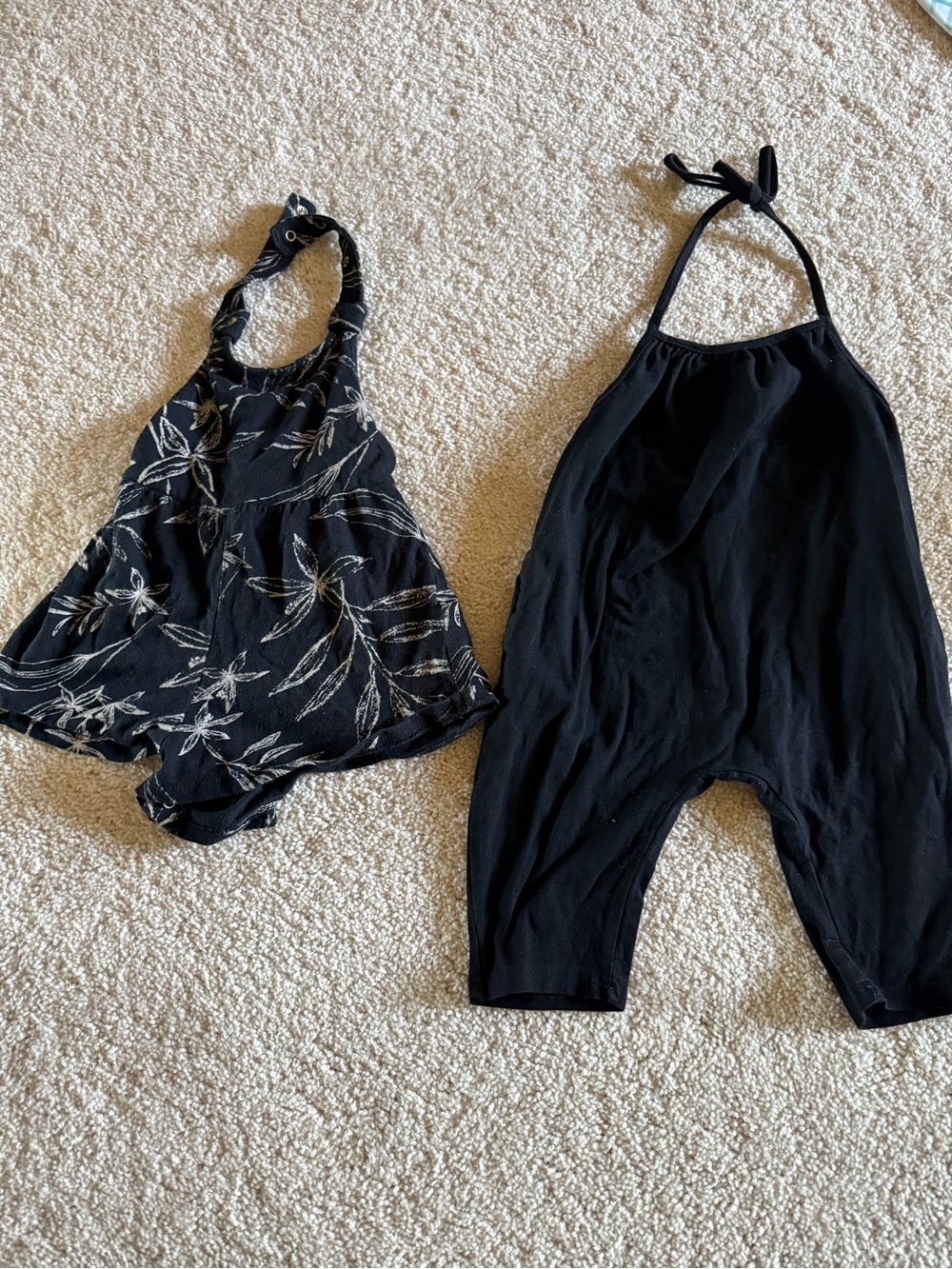 Black halter rompers for toddler